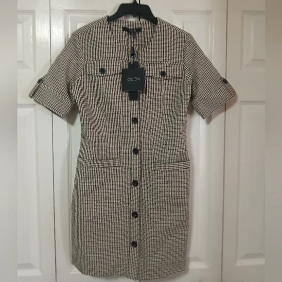 Toccin Gale Plaid Button Front Mini Dress
